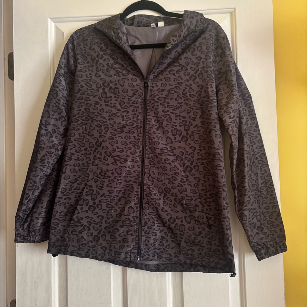 Cato Gray Leopard Print Windbreaker